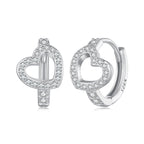 925 Sterling Silver Blue Pavé Setting CZ Earrings 12x8mm for Women