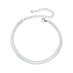 925 Sterling Silver 15+6cm White Gold Plated Bracelet for Women