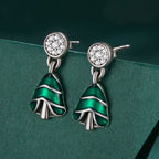 925 Sterling Silver Earrings with Enamel and Pavé Set CZ in Oxidized Silver