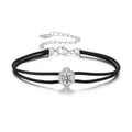 925 Sterling Silver White Gold Plated Round Moissanite 15+6cm Cotton Cord Bracelet for Women
