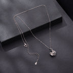 925 Sterling Silver Moissanite White Gold Plated Necklace for Women, Length 40+5cm