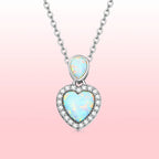 925 Sterling Silver Genuine Translucent Opal Necklace with CZ for Women