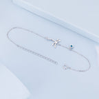 925 Sterling Silver 16.5cm+5cm Enamel Dragonfly Bracelet for Women