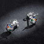 925 Sterling Silver Earrings with Oxidized Finish and Pavé Setting CZ