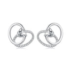 925 Sterling Silver White Gold Plated Pavé Setting CZ Earrings