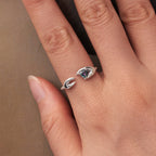 925 Sterling Silver Transparent Glass Oxidized Silver Ring for Women