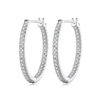 925 Sterling Silver Earrings with Pave Setting CZ in White Gold for Women