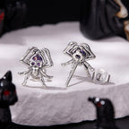 925 Sterling Silver Earrings with Pavé Setting CZ, 1.1 x 1.0 cm, Oxidized Finish for Women