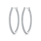 925 Sterling Silver Earrings with Pave Setting CZ in White Gold for Women