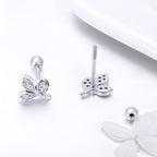 925 Sterling Silver Oxidized Pavé Setting CZ Earrings