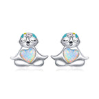 925 Sterling Silver Earrings with Translucent Opal