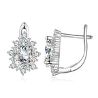 925 Sterling Silver Platinum Plated CZ Pavé Setting Earrings