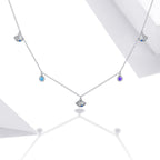 925 Sterling Silver Adjustable Necklace with Scallop Design and Pavé Setting CZ