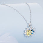 925 Sterling Silver Necklace with Transparent Glass and Pavé Setting CZ - Length 450mm
