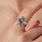 925 Sterling Silver Transparent Glass Ring for Women