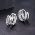 925 Sterling Silver Moissanite 0.06 Carat White Gold Plated Earrings for Women