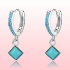 S925 Sterling Silver Turquoise Earrings - 2.1*0.7cm for Women