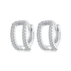 925 Sterling Silver Earrings with White Gold Plating and Pavé Setting CZ for Women