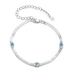 925 Sterling Silver White Gold Plated Multi-Layer Bracelet with Synthetic Turquoise