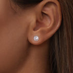 925 Sterling Silver Earrings with Pavé Setting CZ in White Gold Plated