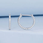 925 Sterling Silver Earrings with Pave Setting CZ in White Gold for Women