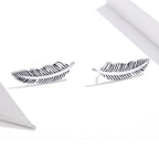 925 Sterling Silver Earrings - Oxidized Silver - 2.4cm x 0.7cm - Women