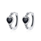 925 Sterling Silver Oxidized Enamel Earrings for Women - 1.2*0.5 cm