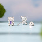 925 Sterling Silver White Gold Plated 0.9 x 0.6 cm Pavé CZ Earrings for Women
