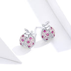 925 Sterling Silver Earrings with Pavé Setting CZ 1x0.9cm for Women