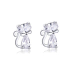 925 Sterling Silver Plated Platinum Earrings with Pavé Setting CZ for Women