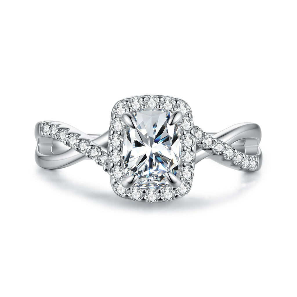 925 Sterling Silver White Gold Plated 1ct Moissanite Size 6 Ring for Women
