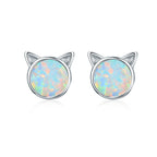 925 Sterling Silver Plated Rose Gold Opal Earrings 0.8cm for Women