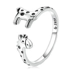 925 Sterling Silver Oxidized Giraffe Ring for Women