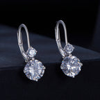 925 Sterling Silver Moissanite Earring with Pavé Setting, 6.5mm, for Women