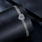 925 Sterling Silver & 1 Carat Moissanite & CZ White Gold Plated Bracelet for Women