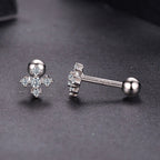 925 Sterling Silver Moissanite Earrings White Gold Plated 0.5cm for Women