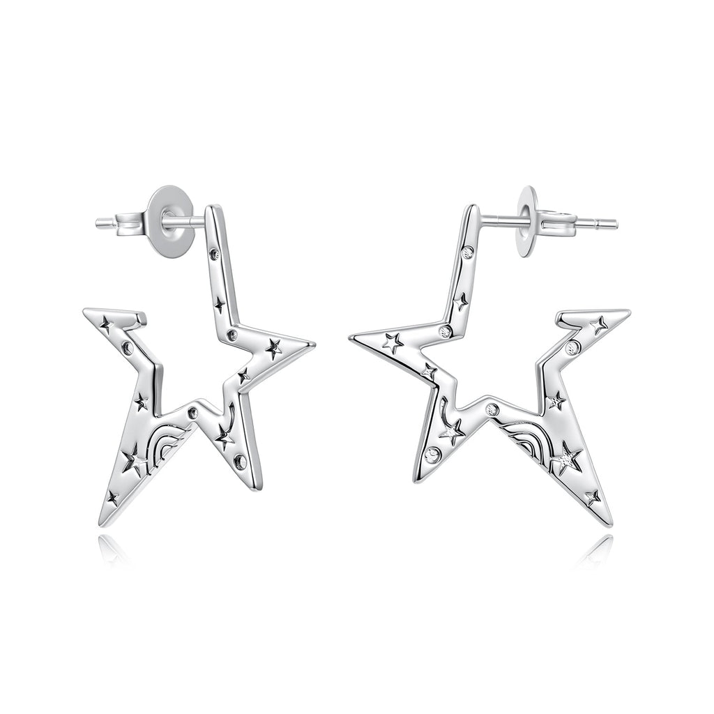 925 Sterling Silver White Gold Plated 2.3 cm Copper Earrings for Women