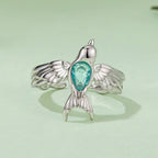 925 Sterling Silver Transparent Glass Ring for Women