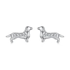 925 Sterling Silver Earrings with Pavé Setting and White Gold Plating for Women