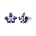 925 Sterling Silver White Gold Plated Enamel Pavé CZ 1.0*1.2cm Earrings for Women