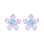 925 Sterling Silver Opal 8mm Earrings for Women