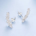 925 Sterling Silver White Gold Plated CZ Earrings 0.5*1.8cm for Women