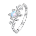 925 Sterling Silver Opal & CZ Ring 0.2cm Size 6.0 for Women