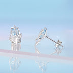 925 Sterling Silver Synthetic Spinel Earrings with Platinum Plating - 12x7mm