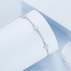 925 Sterling Silver White Gold Plated Adjustable CZ Bracelet for Women