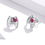 925 Sterling Silver Oxidized Pavé Setting CZ Earrings - 1x1cm for Women