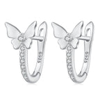 S925 Sterling Silver Small Platinum Plated Earrings with Pavé Setting CZ