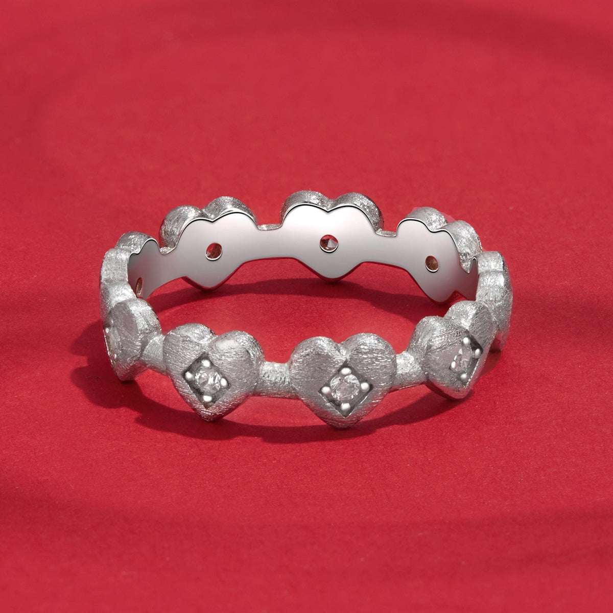 925 Sterling Silver Pave Setting CZ White Gold Plated Ring Size 6 for Women