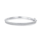 925 Silver & Platinum Pavé Setting CZ Bracelets, Size 17.0 mm for Women