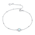 925 Sterling Silver Opal Bracelet for Women - Adjustable Size, Translucent Color